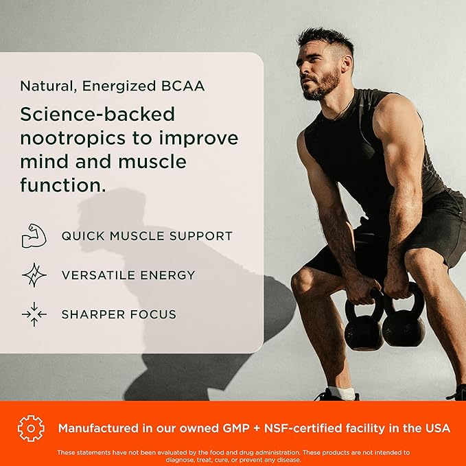 Genius BCAA Powder - 5g Vegan BCAAs L-Glutamine Cognizin &amp Rhodiola Muscle Recovery Energy Support 100mg Caffeine Pre Intra Post-Workout Nootropic Supplement for Focus &amp Performance - Grape