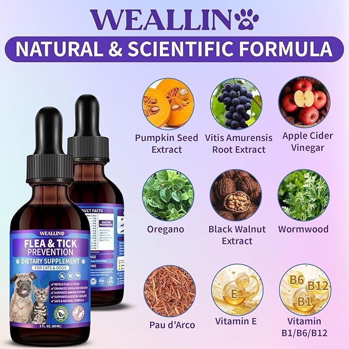 L-lysine Supplement for Cats to Boost Cat Immunity + Flea and Tick Support for Dogs and Cats Natural Flea Treatment Chicken &amp Bacon Flavor for Daily Wellness