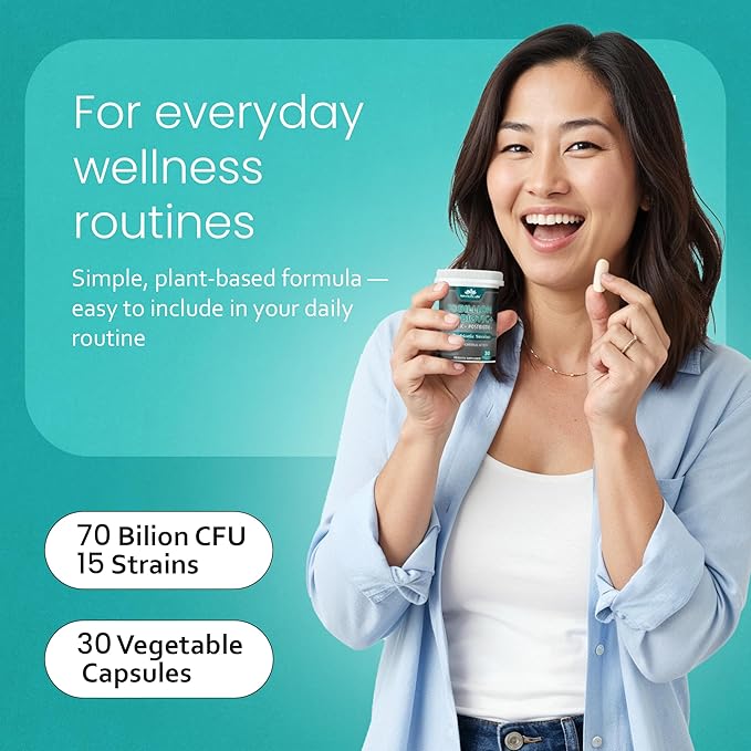 NaturaLife Labs Probiotics 70 Billion CFU – 15 Strains with Organic Prebiotic &amp Postbiotic – 3-in-1 Formula – 30 Vegan Capsules