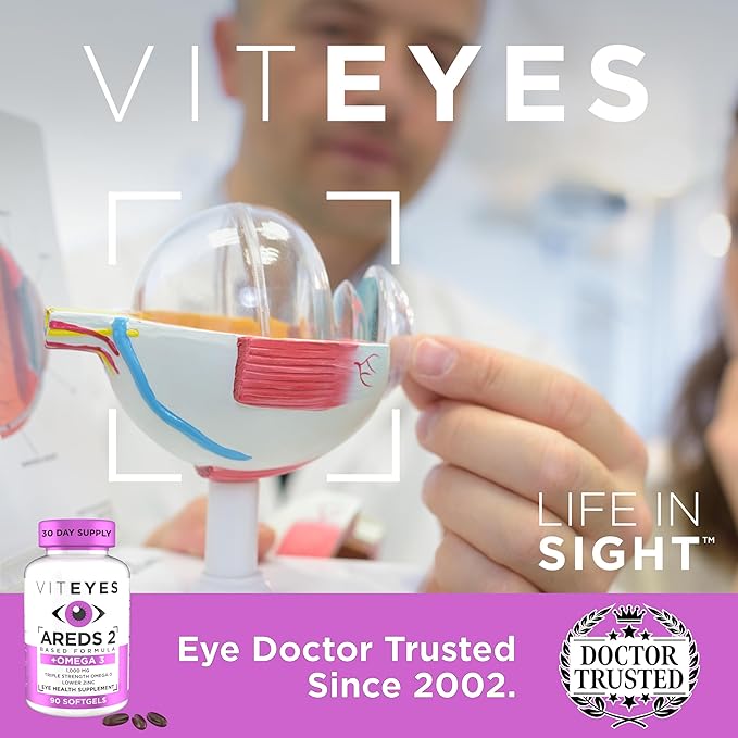 Viteyes AREDS 2 + Omega-3 Macular Health Formula Softgels Triple Strength Omega-3 (650 mg EPA 350 mg DHA) Eye Health Vitamin for Vision Protection 90 Softgels