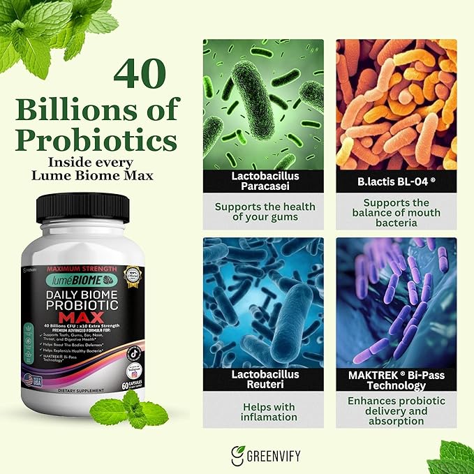 Daily Biome Probiotic Max 40 Billion CFU Maximum Strength 60 Capsules 30-Day Supply (3)