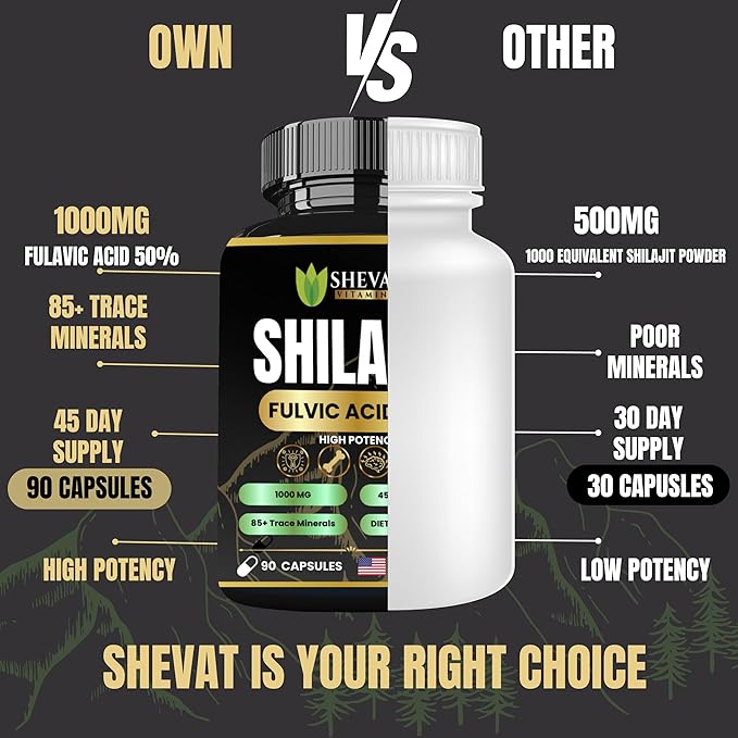 90 Shilajit Capsules for Men &amp Women 22000mg with 50% shilajit Fulvic acid organic Himalayan Natural Shilajit for Men Pure Shilajit Extract 85+Trace Mineral Supplements for Women Energy Boost-USA