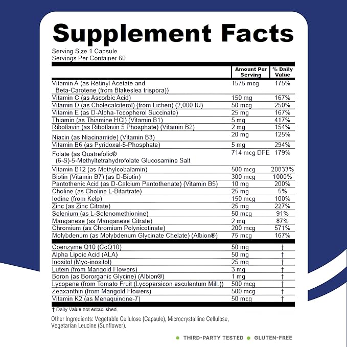 Power By Naturals Methyl Multi One – Iron-Free Methylated Multivitamin with 5-MTHF Methyl B12 &amp CoQ10 – Methylation Support for Men &amp Women – Vegan Non-GMO – 60 Capsules (2-Month Supply)