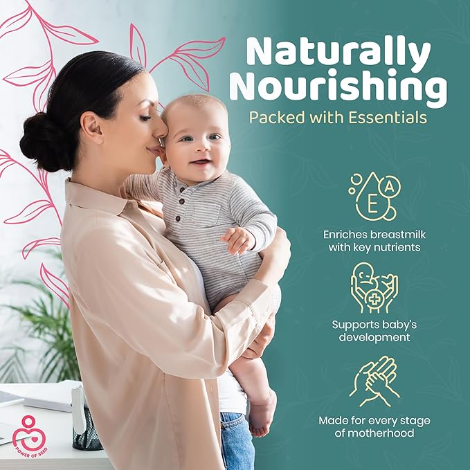 Milkrush Lactation Support for Breastfeeding-Oats Seeds &amp Almond Lactation Drink Mix - Enrich Milk for Breastfeeding with Superfood Omega 3 Iron &amp Calcium - Kosher Certified - 26oz Bag