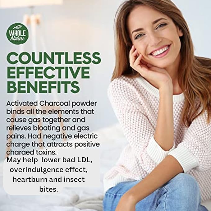 Pure Coconut Activated Charcoal Capsules - 180 Charcoal Pills Helps with Teeth Whitening Bloating and Body Cleansing. Non-GMO - Gluten Free Vegan