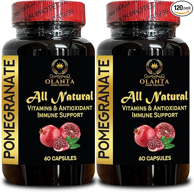 Pomegranate Extract Pills Herbal Supplement with Plant-Based Antioxidant Support Daily Vegan Non-GMO Formula for Men and Women - 2 Bottles 120 Capsules