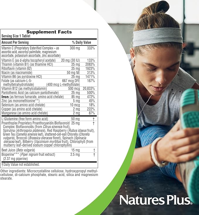 NaturesPlus Hema-Plex Iron - 30 Slow-Release Tablets Pack of 2 - Total Blood Health - 85 mg Chelated Iron - with Vitamin C &amp Bioflavonoids - Non GMO Vegetarian &amp Gluten Free - 60 Total Servi
