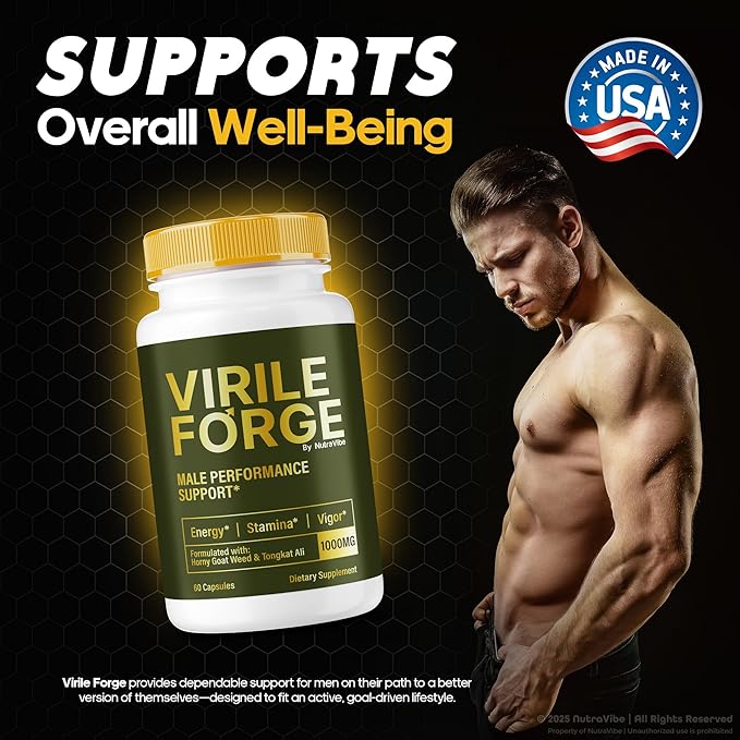 Virile Forge for Men - Original and Comprehensive Male Formula Powerful Blend for Peak Performance Lasting Endurance and Energy Premium Support VirileForge Pills (60 Capsules)