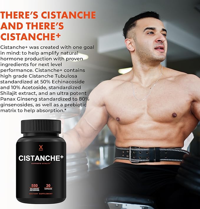Humanx Cistanche+ 550MG (Cistanche Tubulosa Extract Powder for Men) USA Made - Easy to Swallow Capsules - Powerful Supplement to Support Athletic Performance Strength &amp Vitality