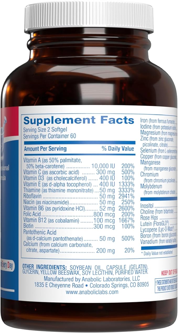 30-In-1 Adult Multivitamin with Iron - Antioxidant Rich Over 50 Multivitamin for Women and Men with Vitamins A C D E B Complex Zinc Magnesium Myo Inositol Lutein Lycopene &amp More - 2 Month Supply