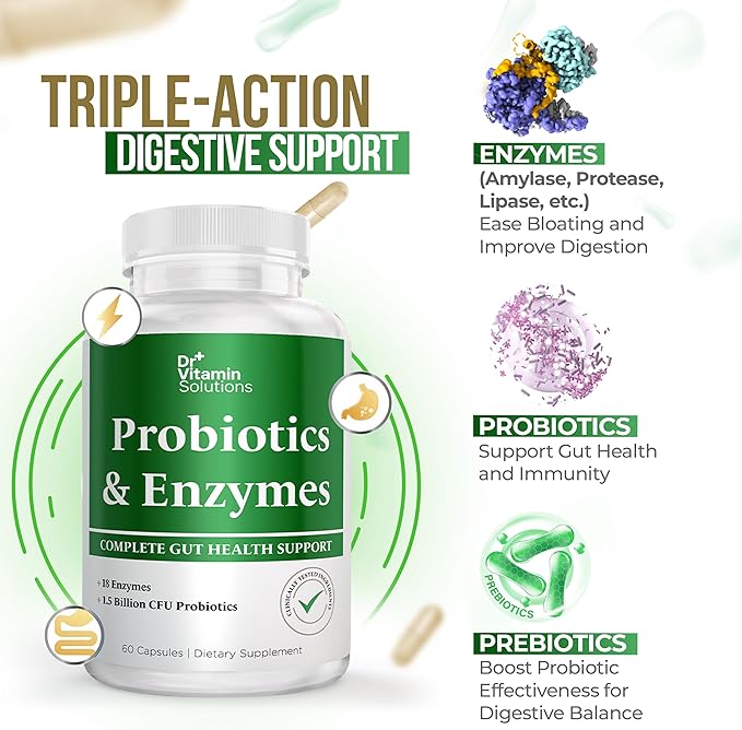 DR VITAMIN SOLUTIONS Thermogenic Fat Burner &amp Probiotics Digestive Enzymes with Prebiotics for Digestive Health &amp Bloating Relief for Women &amp Men - Bundle 90 Caps