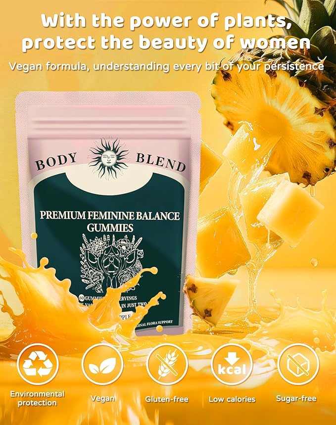 Premium Feminine Balance Gummies for Women’s PH-Balanced Health&ampWellnessProbiotic Gummies for Vaginal Health&ampImmune Support Vegan Gluten-Free Low Calorie Hawaiian Pineapple60 Count 30 S