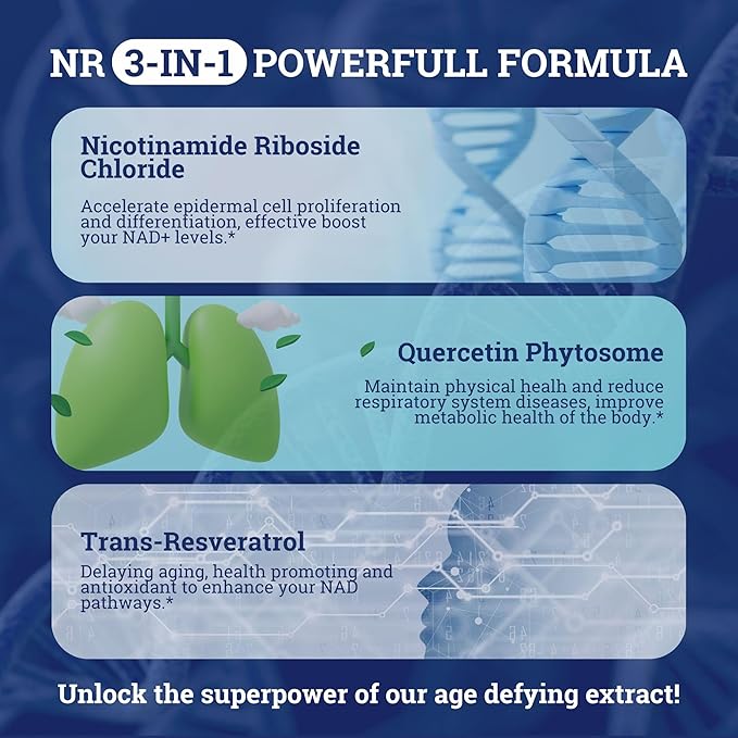 Black Forest NAD Nicotinamide Riboside 900 mg (Liposomal Nicotinamide Riboside 900mg Resveratrol Quercetin 500mg &amp 150mg of NAD Resveratrol Supplement) 1550 MGS NR Supplement 900mg NAD+