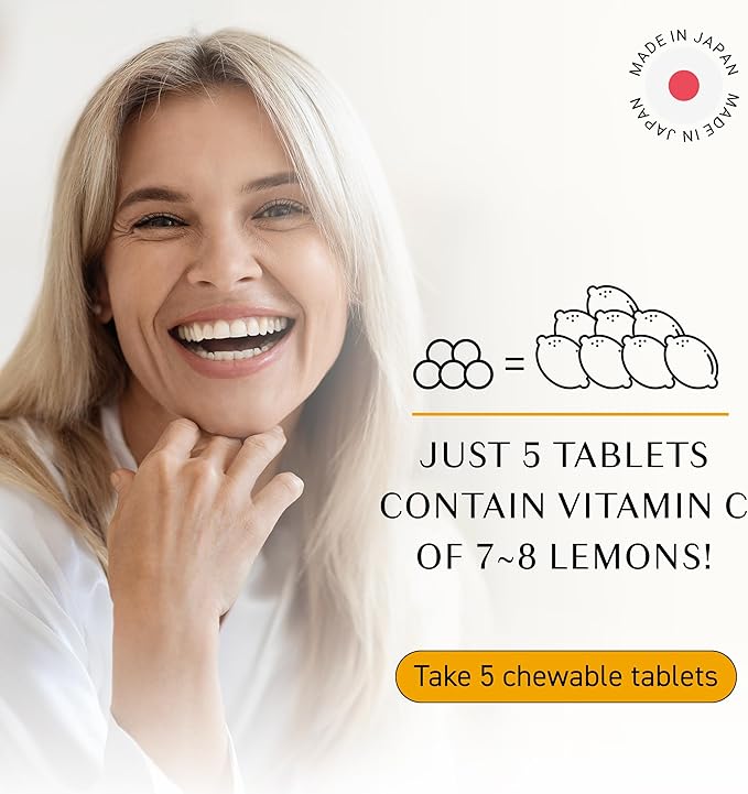 Umeken C-Balance Vitamin C Chewables Acerola &amp Lemon Extract High Potency Immune Support for Adults and Children 68g (45-Day Supply 1 Pack)