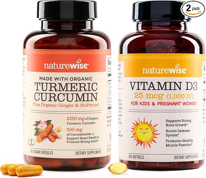 NatureWise Curcumin Turmeric 750mg &amp Vitamin D3 1000iu for Joint Bone Immune Support [90 Count 360 Count]