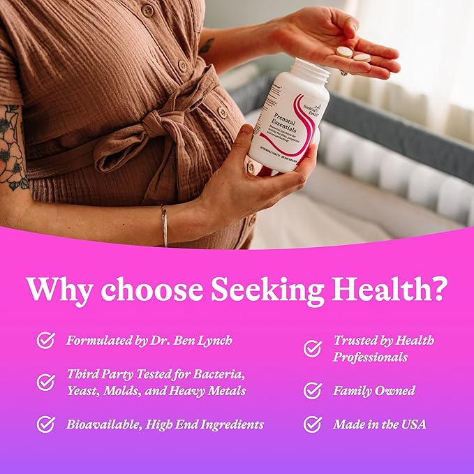 Seeking Health Prenatal Essentials Chewable - Prenatal Support Supplement with Riboflavin - Formula Supports Immune Health &amp Methylation - B12 Supplement to Support Genetic Development - 60 Tablet