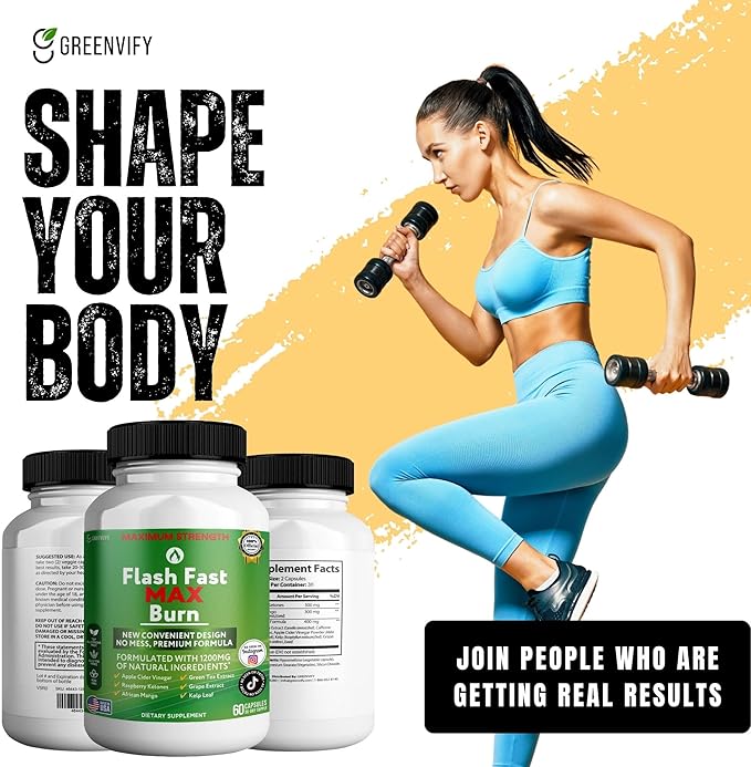 Flash Fast Max Burn Dietary Supplement Natural Ingredients 60 Veggie Capsules 30-Day Supply (2)