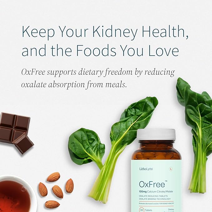 OxFree® | Kidney Health Support &amp Protector | Oxalate Reducing Tablets for Calcium Oxalate Balance | Science-Based Support Beyond Cleanse Detox or Stone Dissolver Supplements | 120 Tablets
