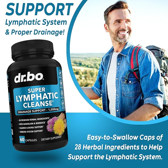 Thyroid Support &amp Lymphatic Drainage Supplements - Thyroid Supplement Complex Vitamin &amp Lymphatic Support Total Herbal Cleanse Products with Echinacea - Lymph Node Detox Cleanse System Drainag