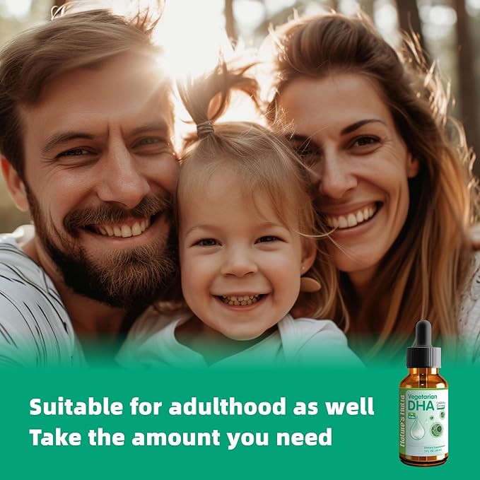 Nature's Nutra Vegetarian DHA Premium Liquid DHA for Baby Infant Kids and Children Non-GMO DHA 100 mg Pure Plant Source 2 Fl Oz (60ml)