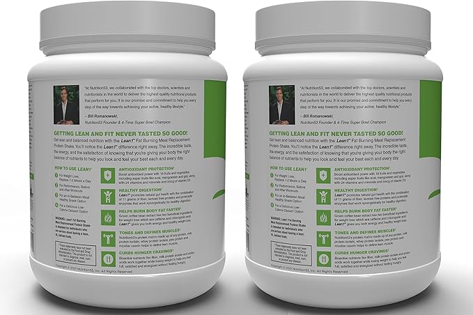 Lean1 Meal Replacement Protein Shake Chocolate Flavor 2-PACK of 15 Serving Tubs