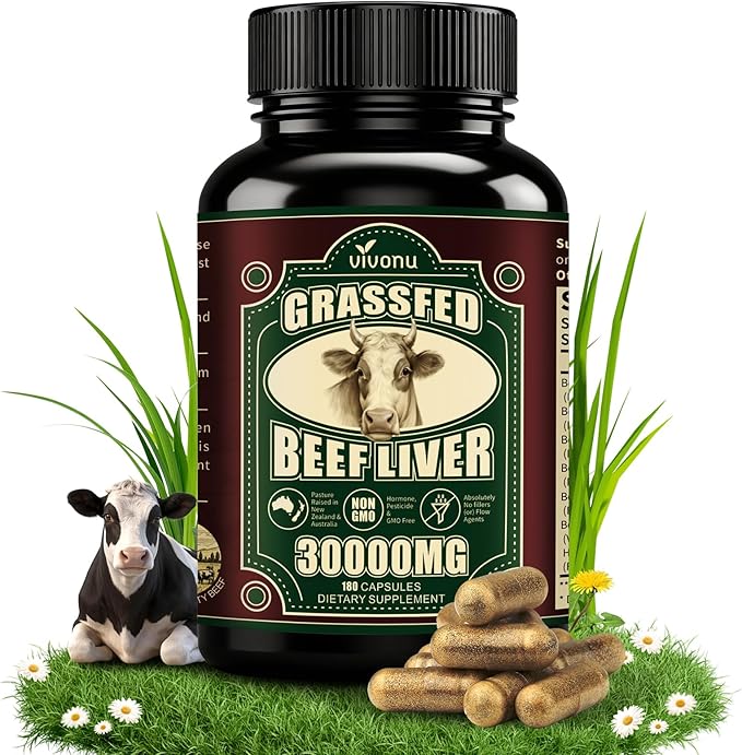 VivoNu Beef Organ Supplement for Women - Beef Liver Kidney Pasture Raised in New Zealand - No Fillers or Flow Agents (180 Capsules)