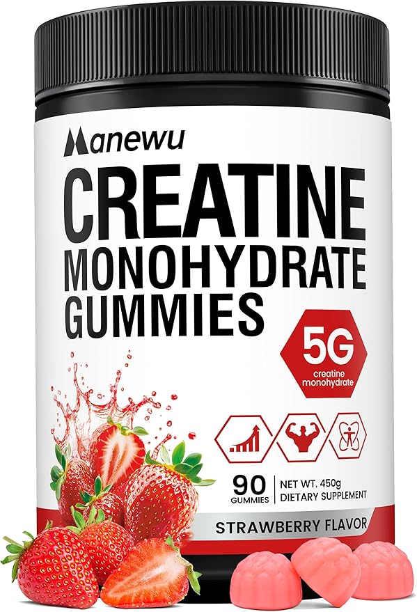 99.9% Creatine Monohydrate Gummies SGS Certified 5000mg Creatine Gummies for Men &amp Women Support Muscle Strength Recovery &amp Stamina Sugar Free Vegan Non-GMO Strawberry Flavor 90 Count