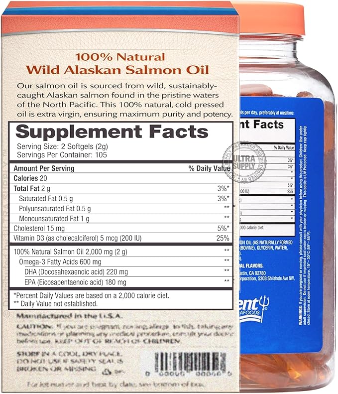 Pure_Alaskas Omega Wild Salmon Oil 1000 mg (210 Count. Value Pack) Heart Brain &amp Joint Support - Sustainably Sourced Fish Oil Supplement