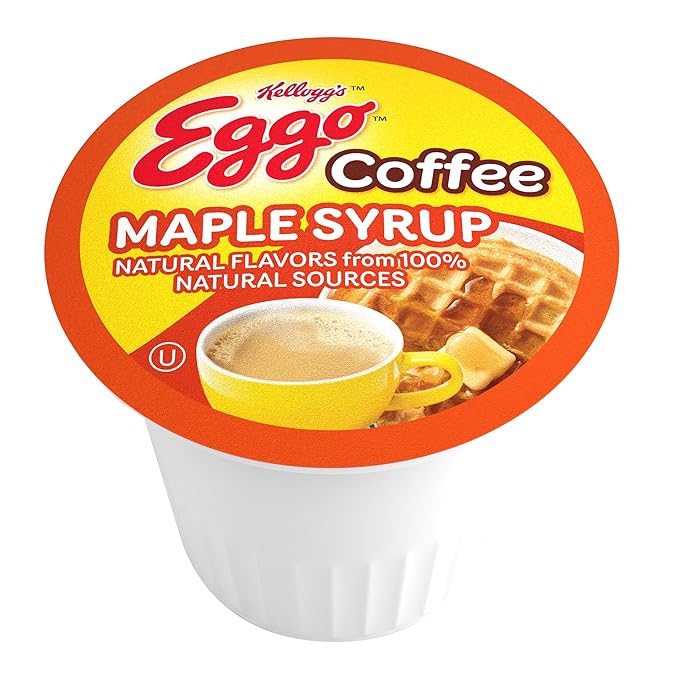 Eggo Beverages Maple Syrup Waffle Flavored Coffee Pods for Keurig K Cup Brewers Fair Trade Certified 40 Count – Sweet and Rich Breakfast Brew