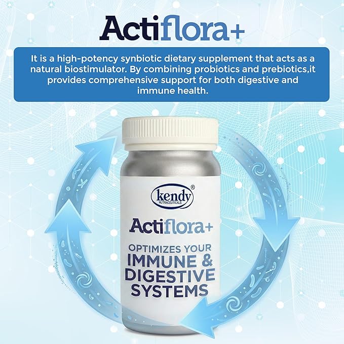 Kendy Actiflora Probiotic + Prebiotic &amp Synbiotic Capsules – Advanced Formula w/L. bulgaricus for Digestive Health &amp Gut Balance – 45-Billion CFU Daily Supplement – 100-Day Supply 100-Caps (1