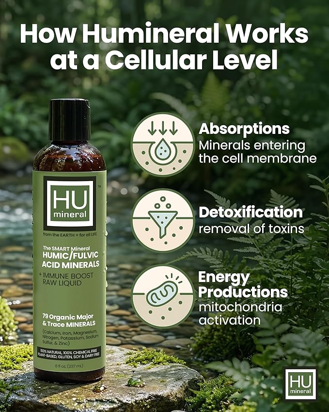 Fulvic Acid Trace Minerals Drops for Water - Raw Liquid Ionic Minerals with Humic Acid &amp Electrolytes - Energy Immune &amp Gut Support Detox - Vegan Plant-Based Concentrate - 8 oz