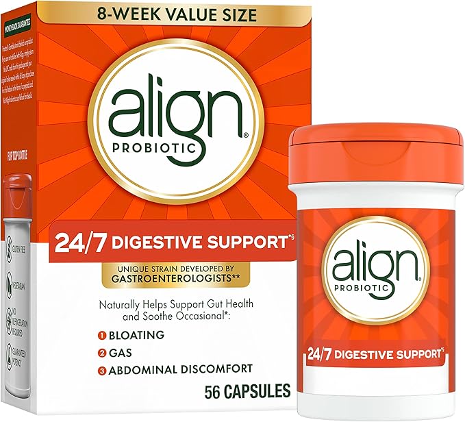 Align Probiotic 24/7 Digestive Support*§ Probiotics for Women and Men Probiotics for Digestive Health Men and Womens Probiotic Capsules Help Relieve Occasional Bloating &amp Gas* 56 Capsules