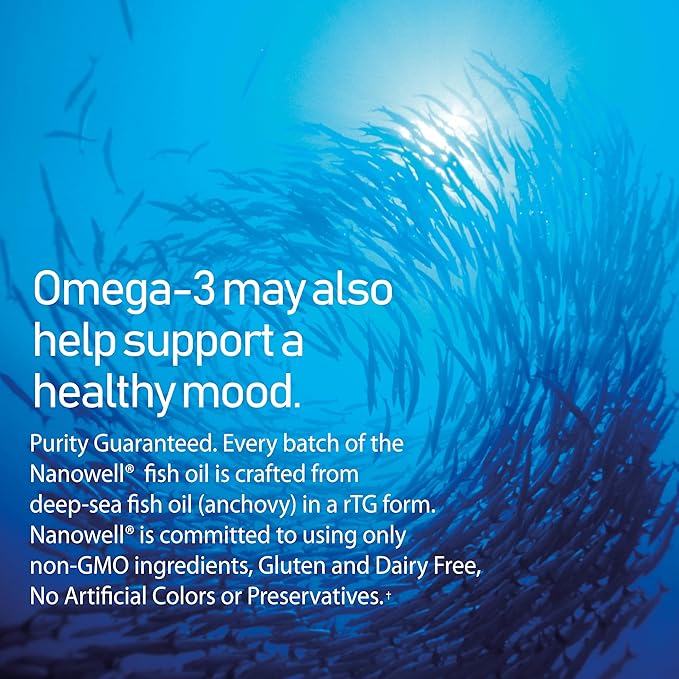 NANOWELL Red Omega-3 with Astaxanthin DHA &amp EPA - Immune Support Fish Oil - 60 Softgels X 4 Bottles (240 Count)