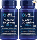 Life Extension N-Acetyl-L-Cysteine (NAC)ImmuneRespiratoryLiver HealthNAC 600 mgPotent antioxidant SupportFree-radicalsEasy to Absorb60 Capsules(Pack of 2)