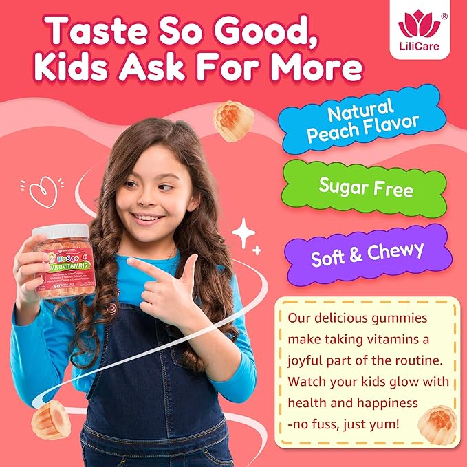 Kids Multivitamin Gummies + Omega 3(DHA/EPA) Methylated Multivitamin for Kids + Iron Choline Probiotic Vitamins A C D3 K2 E Methylfolate B6 B12 for Growth Immune Bone Brain No Sugar 60 Cts