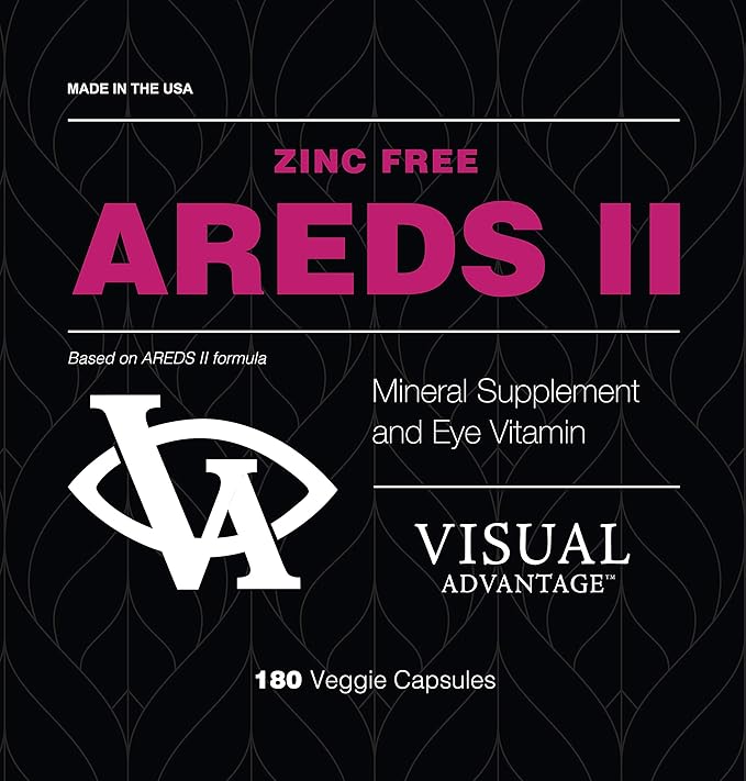 Zinc-Free AREDS 2 Eye Vitamins for Macular Support – 3 Month Supply (180 Veggie Capsules) – Lutein &amp Zeaxanthin Formula Based on The AREDS II Study