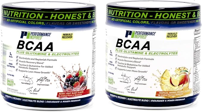 Performance Inspired Nutrition BCAA Powder – 5G BCAA with Electrolytes Taurine &amp Glutamine – All-Natural &amp Clean – Muscle Recovery &amp Repair – Berry Fruit Blast – 1.39 lb