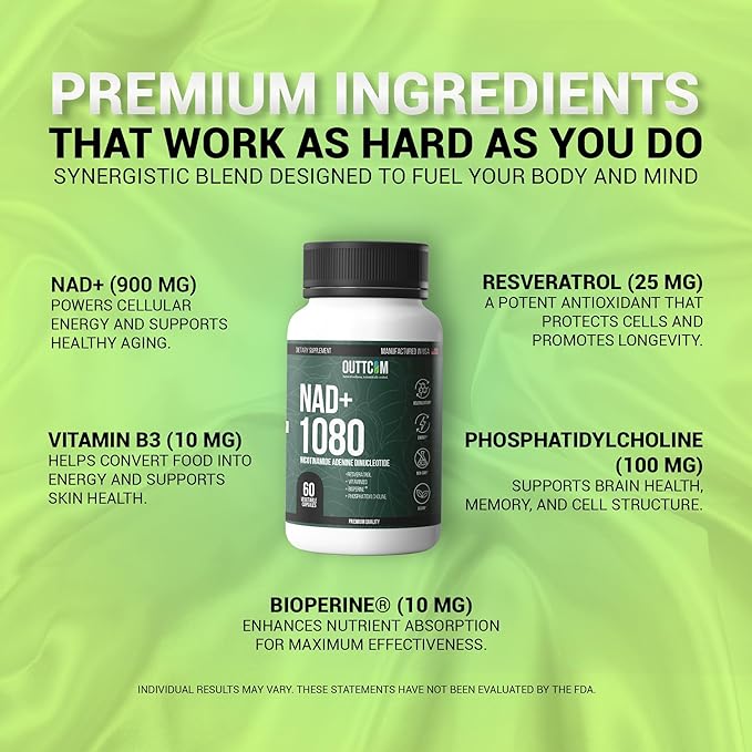 NAD+ Supplement w/Resveratrol B12 Phosphatidylcholine &amp Bioperine – 900mg NAD+ Capsule 60 Vegan Non-GMO Gluten-Free Capsules – Cellular Energy Bioavailability NAD+ &amp NMN Alternative