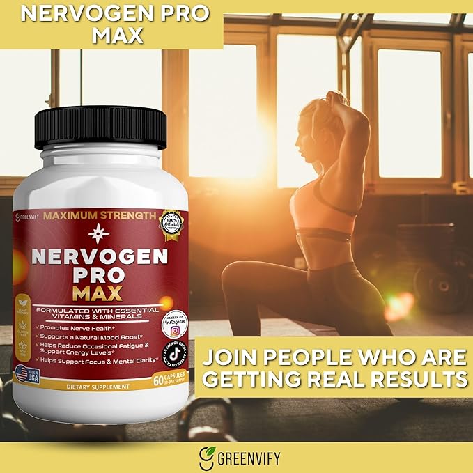 Nervogen Pro Max Nerve Health Support Supplement with B Vitamins 60 Capsules 30-Day Supply (5)