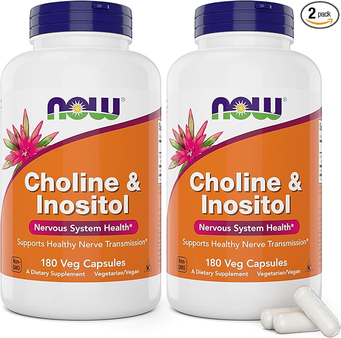Now Choline &amp Inositol 180 Vegetarian Capsules (Pack of 2)