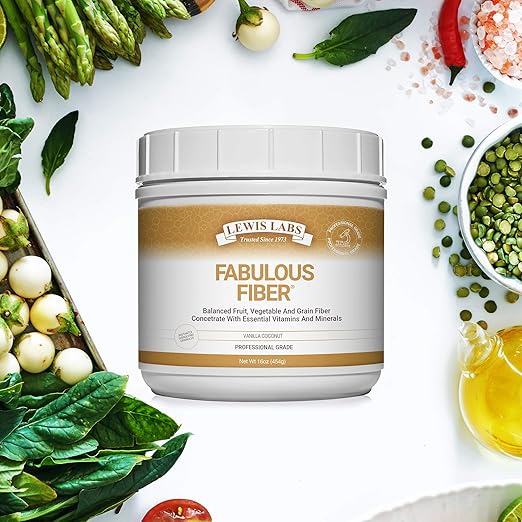 Lewis Labs Fabulous Fiber Powder Supplement | Delicious Quick Dissolve Daily Fiber Powder from Fruits Vegetables &amp Grains Contains Vitamins &amp Minerals Proudly Made in The USA 16 Ounces (2