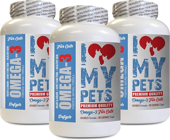 I LOVE MY PETS LLC Omega-3 cat - Omega 3 Fatty ACIDS for Cats - Best Health Option - Premium - cat Omega 3 Supplement - 540 Softgels (3 Bottles)