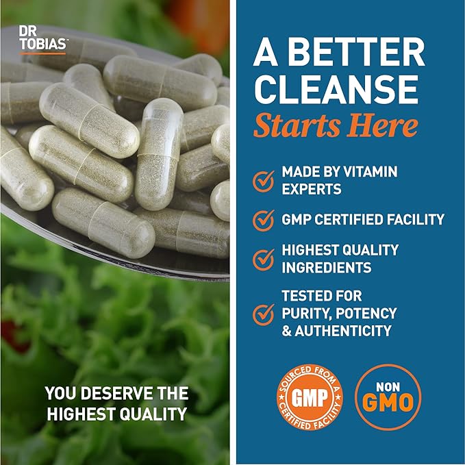 Dr. Tobias Colon Cleanse - Constipation Relief &amp Gut Health Support for Women &amp Men | 14 Day Colon Cleanser for a Gentle Colon Detox &amp Gut Flush - 4 Bottles of 28 Capsules
