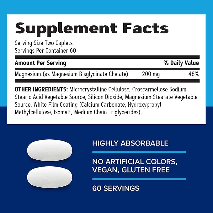 GNC Magnesium Glycinate Dietary Supplement for Men &amp Women Supports Heart Nerve Muscle &amp Bone Function Highly Absorbable Gluten Free No Artificial Colors Vegan No Soy 200mg 120 Capl