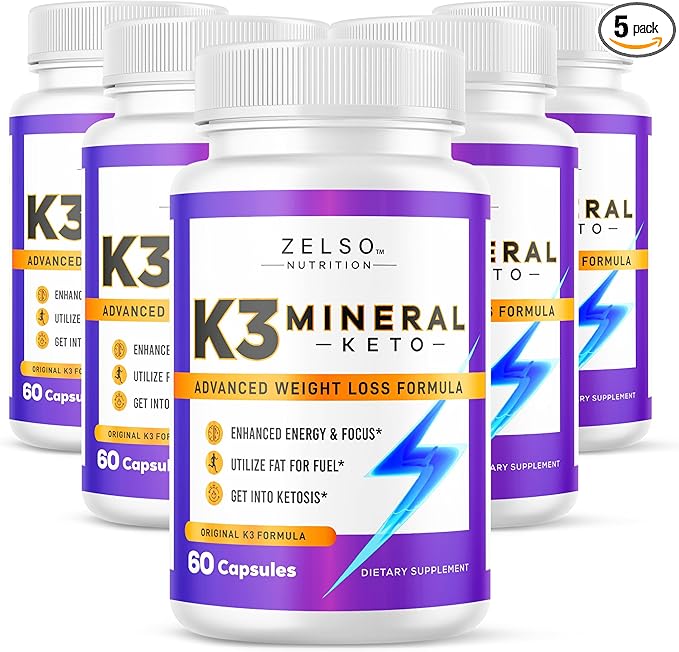 ZELSO (5 Pack) K3 Mineral Weight Loss Pills for Women and Men K3 Mineral Pills - K3 Salt Mineral Vitamin + K3 Capsules Supplement for Keto Weight Loss - 5 Months Supply
