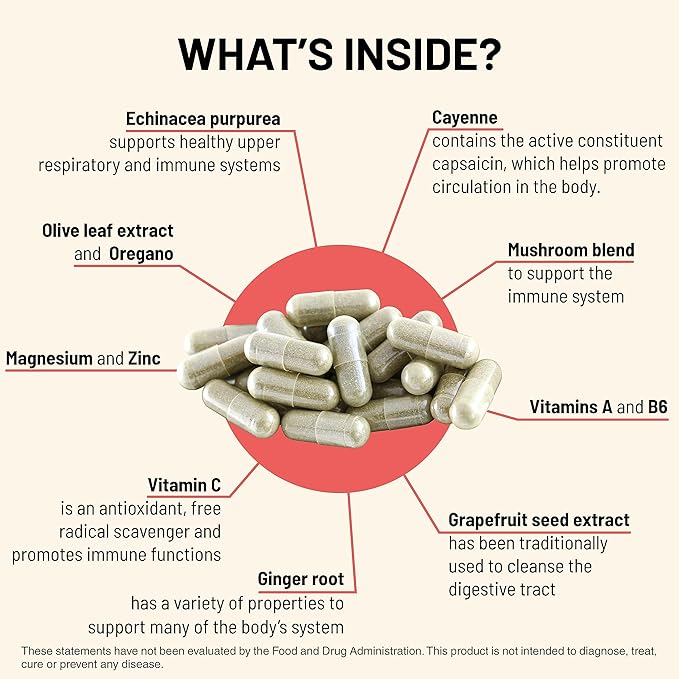 Mountain Peak Nutritionals Immuni-T Advanced Immune Support Supplement - 4-in-1 Formula with Vitamin C A Zinc &amp Mushroom Blend - Daily Wellness &amp Seasonal Defense (60 Vegetarian Capsules)