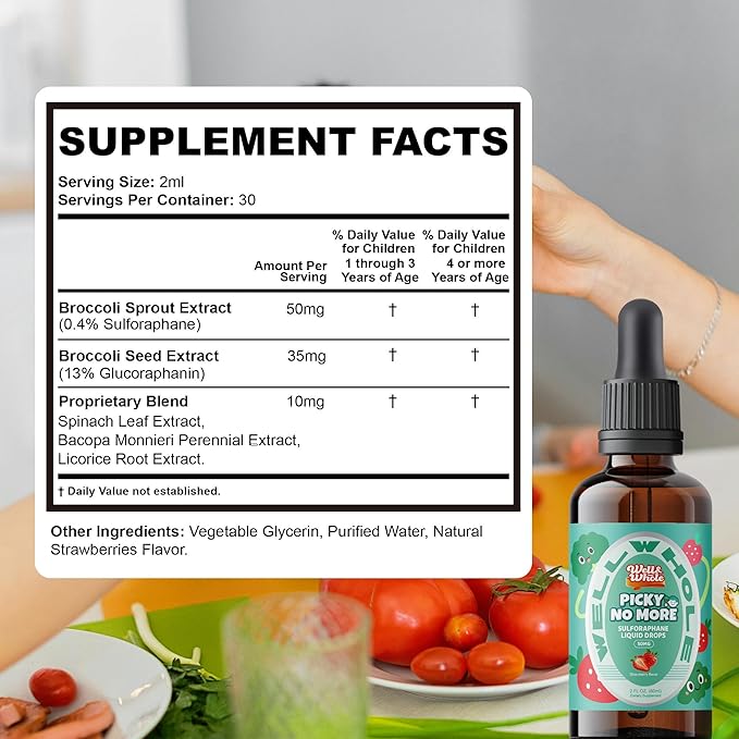 Well&ampWhole Grass Fed Beef Liver Gummies and Sulforaphane Supplement for Kids