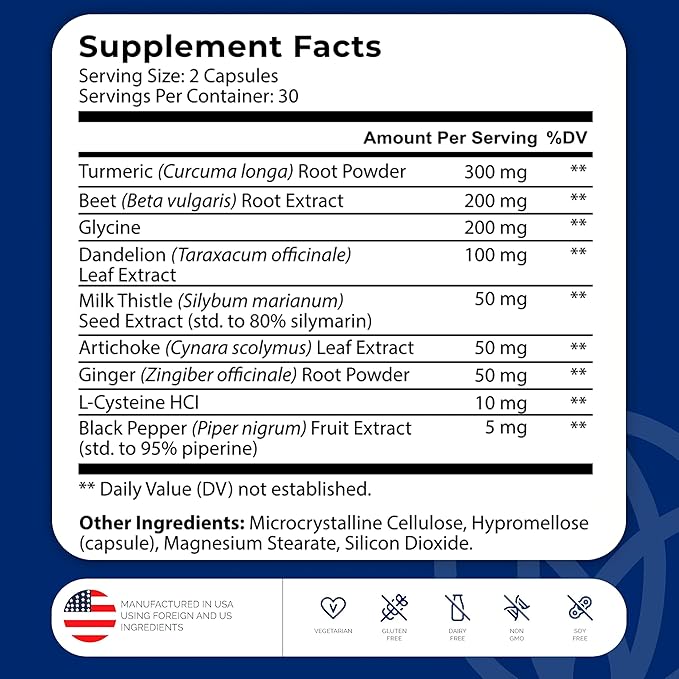 Liver Wellness - Liver Cleanse Detox &amp Repair for Liver Health with Artichoke Extract Milk Thistle Dandelion Beet Root Turmeric &amp More - Vegetarian Non-GMO Gluten-Free Made in USA
