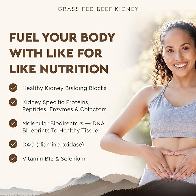 Ancestral Supplements Grass Fed Beef Kidney Supplement 3000mg DAO Enzyme Supplement Kidney Support for Urinary and Histamine Health Selenium B12 Non GMO 180 Capsules