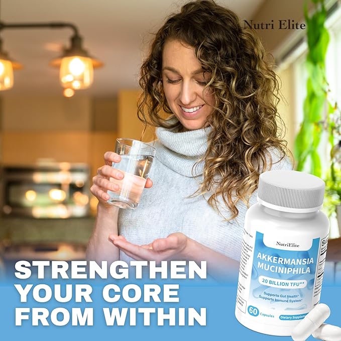 Akkermansia Muciniphila 20 Billion TFU | with Inulin &amp Plant-Based FOS | Gut Barrier &amp Digestive Support | Microbiome Balance Metabolic Support | No Refrigeration Required | 60 Capsules